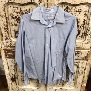 Eagle Shirtmakers Sz 17-36/37 Blue Striped Dress Shirt